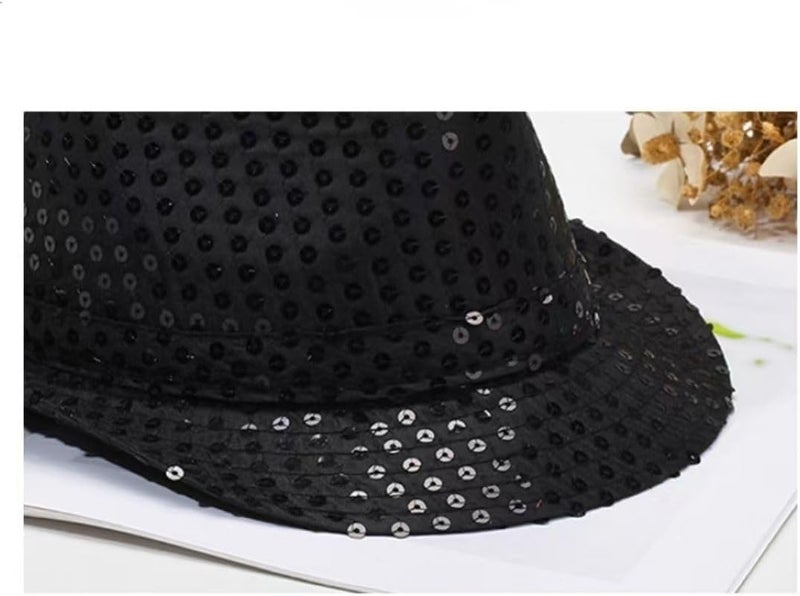 Lumadecor Sequin Fedora Hat Solid Color Dance Hat Western Retro Disco Cap Unisex Costume Cap for Women Men Party Supplies - Image 5